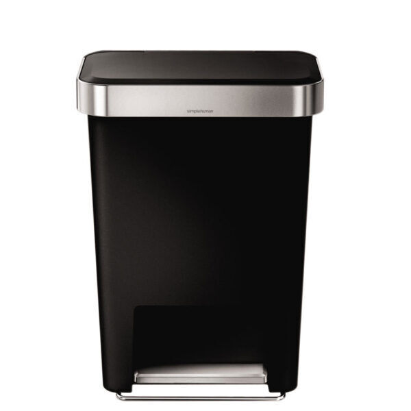 Pedaalemmer Rectangular Kunststof met Liner Pocket 45 liter zwart, RVS - VB 018331 - Afbeelding 2