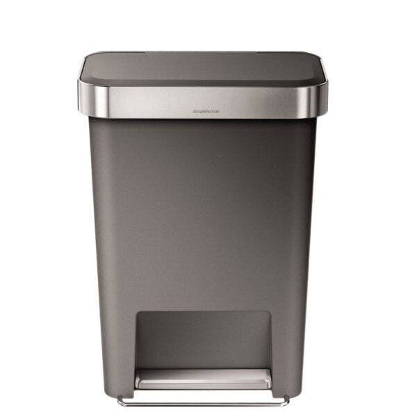 Pedaalemmer Rectangular Kunststof met Liner Pocket 45 liter grijs, RVS - VB 018348 - Afbeelding 2
