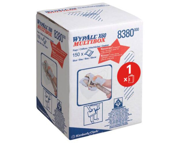WypAll® doek X60 Hydroknit® 1-laags blauw 150doek/rol - 8380 - Afbeelding 2