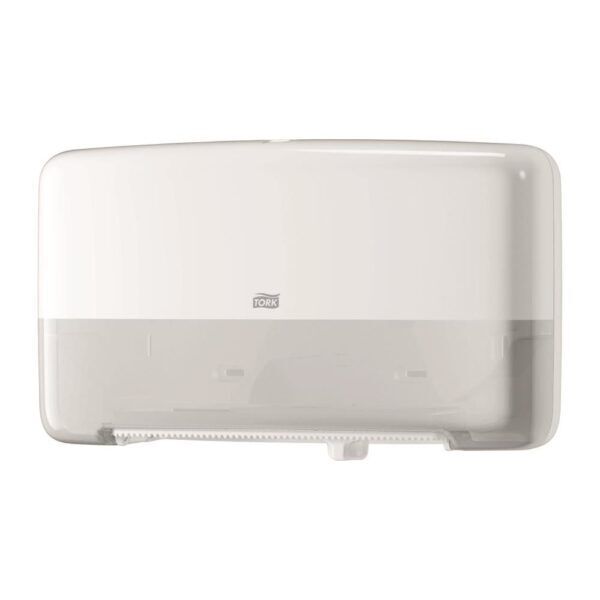 Tork Twin Mini Jumbo Toiletpapier Dispenser, wit, kunststof, Elevation-Line - 555500