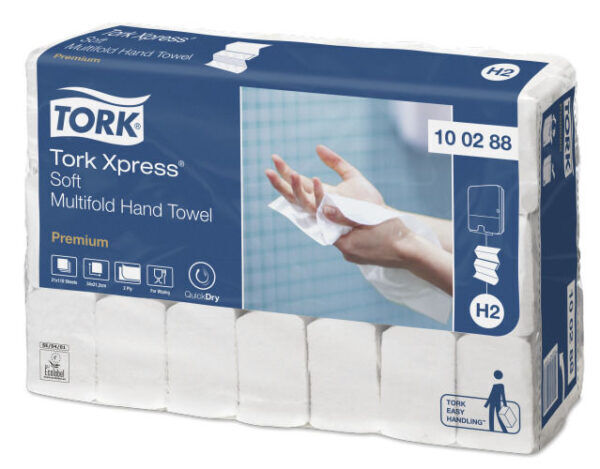Tork Xpress® Zachte Multifold Handdoek Premium, 2-laags, wit, 34x21,2cm, 21x110/pak - 100288