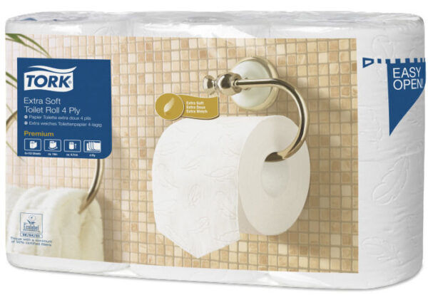 Tork Extra Zacht Traditioneel Toiletpapier Premium, 4-lgs, 19mtr/10cm, 153vel/rol, 7x6rol, 42rol/pak - 110406