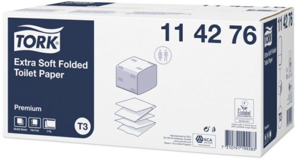 Tork Extra Zacht Gevouwen Toiletpapier Premium, 2-laags, wit, 19x11cm, 30x252vel, 7.560vel/doos T3 - 114276