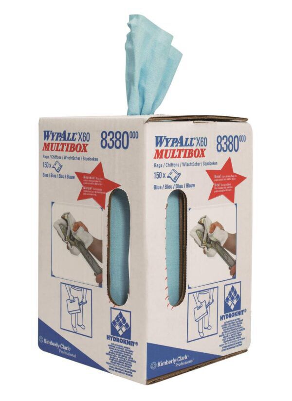 WypAll® doek X60 Hydroknit® 1-laags blauw 150doek/rol - 8380