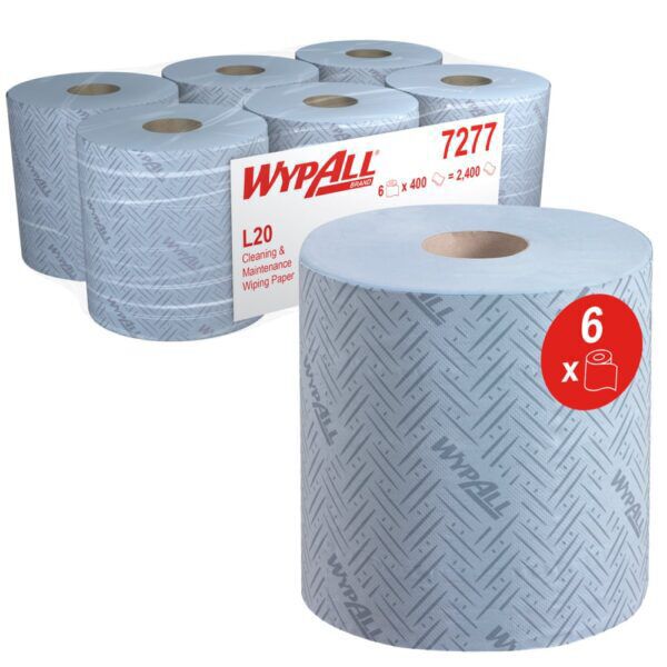 KC Poetsdoeken combirol 2-laags, blauw 400 vel, 38x20cm, pak á 6 rol - 7277