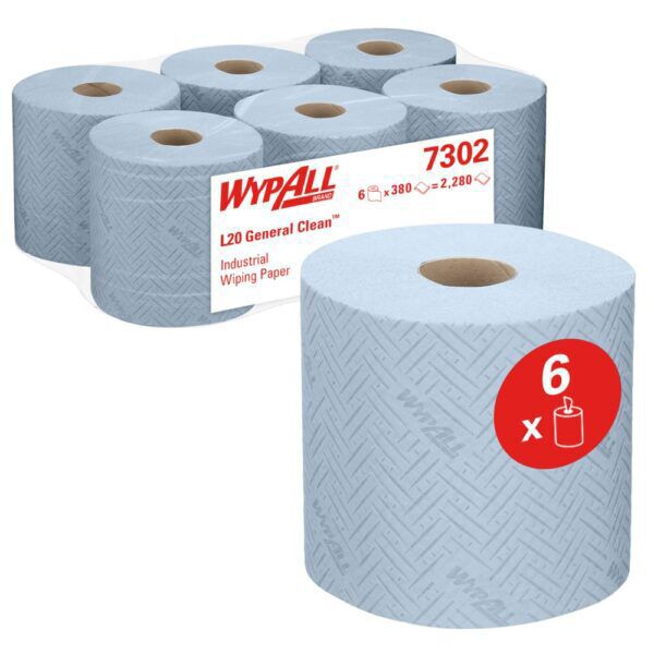 WypAll® poetsdoek L20 Airflex® combirol 2-laags blauw 114m 380doek/rol 6rol/doos - 7302