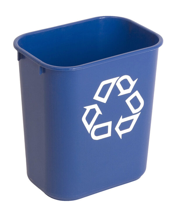 Rechthoekige afvalbak 12,9 liter blauw, recyclingsymbool - VB 002955