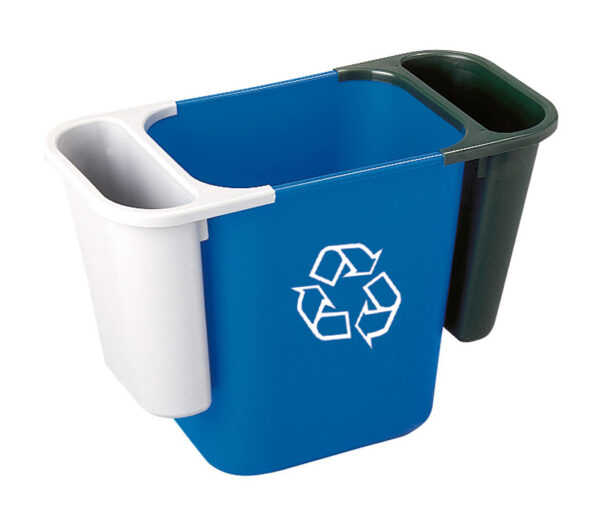 Rechthoekige afvalbak 26,6 liter blauw, recyclingsymbool - VB 002956 - Afbeelding 2