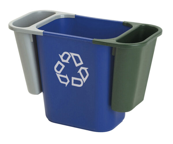 Rechthoekige afvalbak 26,6 liter blauw, recyclingsymbool - VB 002956 - Afbeelding 3