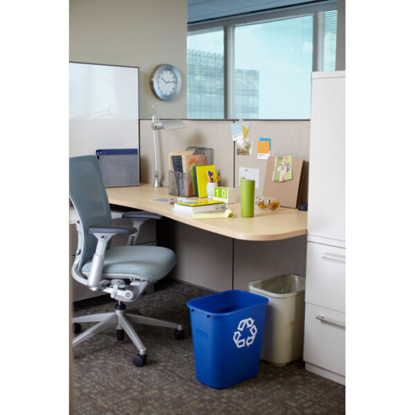 Rechthoekige afvalbak 26,6 liter blauw, recyclingsymbool - VB 002956 - Afbeelding 8