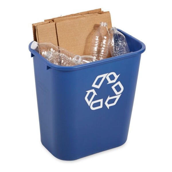 Rechthoekige afvalbak 26,6 liter blauw, recyclingsymbool - VB 002956 - Afbeelding 10