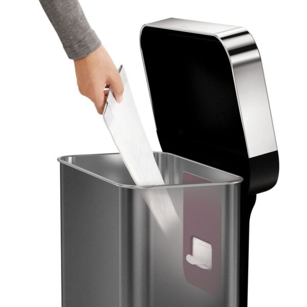 Simplehuman Pedaalemmer Rectangular met Liner Pocket 45 ltr zwart RVS - VB 020839 - Afbeelding 2