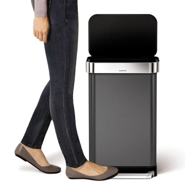 Simplehuman Pedaalemmer Rectangular met Liner Pocket 45 ltr zwart RVS - VB 020839 - Afbeelding 3