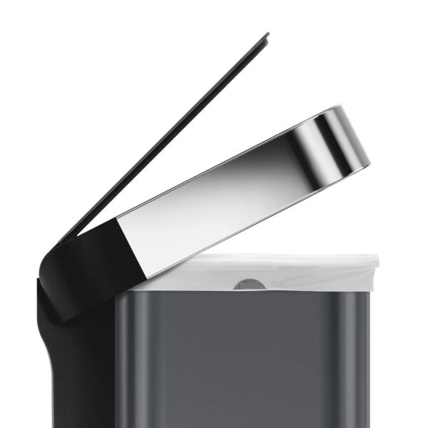 Simplehuman Pedaalemmer Rectangular met Liner Pocket 45 ltr zwart RVS - VB 020839 - Afbeelding 4