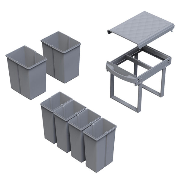 Inbouwafvalbak 4x8 liter grijs - VB 207275 - Afbeelding 2
