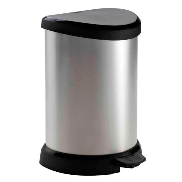 Pedaalemmer Decobin 15 liter zilver, zwart - VB 120005