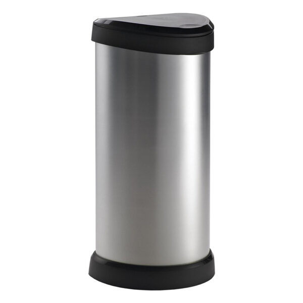 Push Bin Decobin 40 liter zilver, zwart - VB 213000