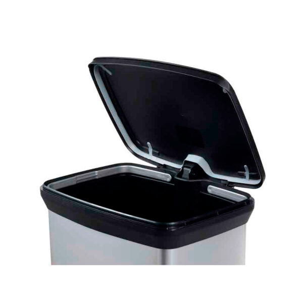 Rechthoekige pedaalemmer Decobin 50 liter zilver, zwart - VB 162005 - Afbeelding 2