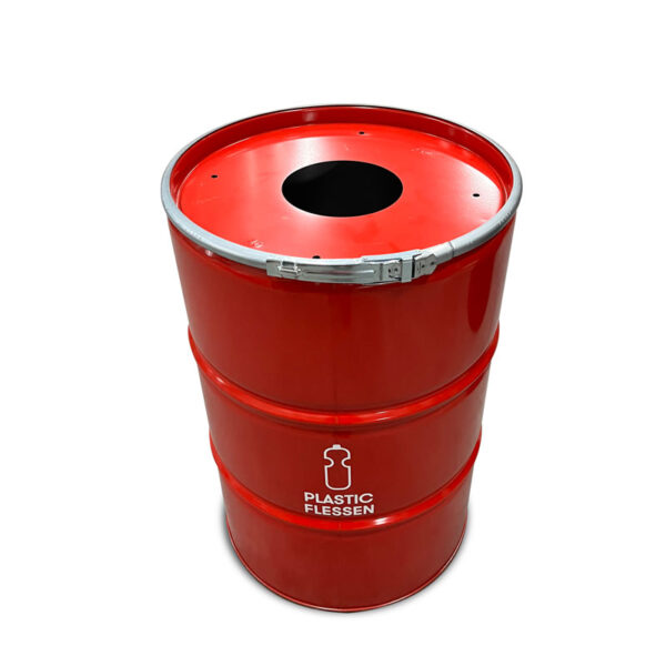 Afvalbak Plastic met inwerpopening 200 liter Rood - VB 649600
