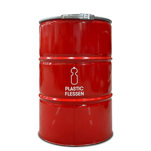 Afvalbak Plastic met inwerpopening 200 liter Rood - VB 649600 - Afbeelding 2