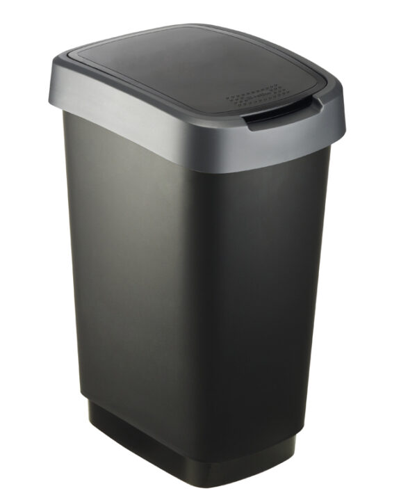 Afvalbak Twist 25 liter zwart, zilver - VB 135391