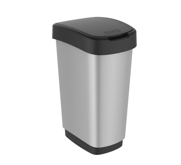 Afvalbak Twist 25 liter zilver, zwart - VB 146502