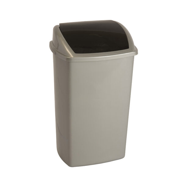 Afvalbak met Swing deksel 50 liter grijs, zwart - VB 200918