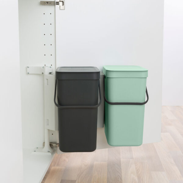 Inbouwafvalemmer Sort & Go 2x12 liter jade, donkergrijs - VB 214448 - Afbeelding 2