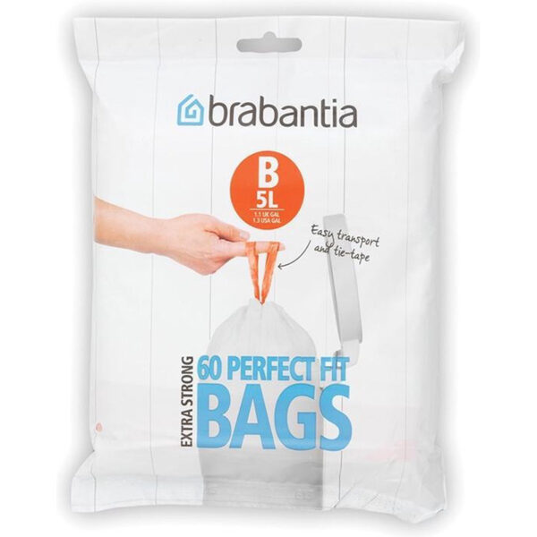 PerfectFit Afvalzak met trekbandsluiting, dispenser pack, 5 liter (B) wit - VB 348969