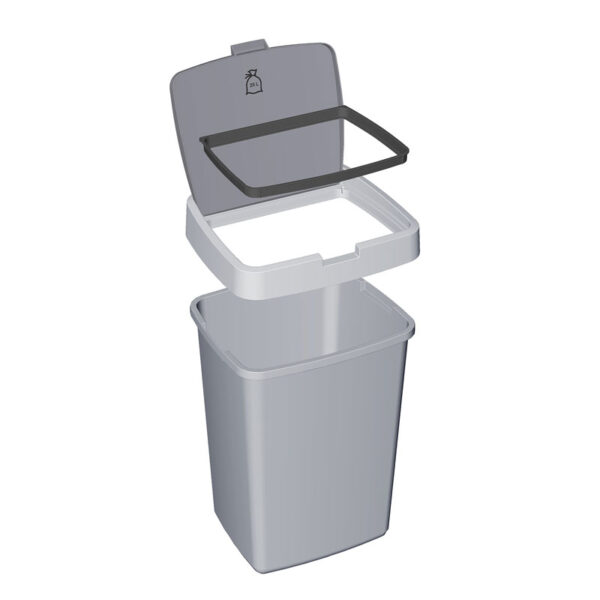Afvalbak Delta klepdeksel 25 liter grijs, zwart - VB 131200 - Afbeelding 2