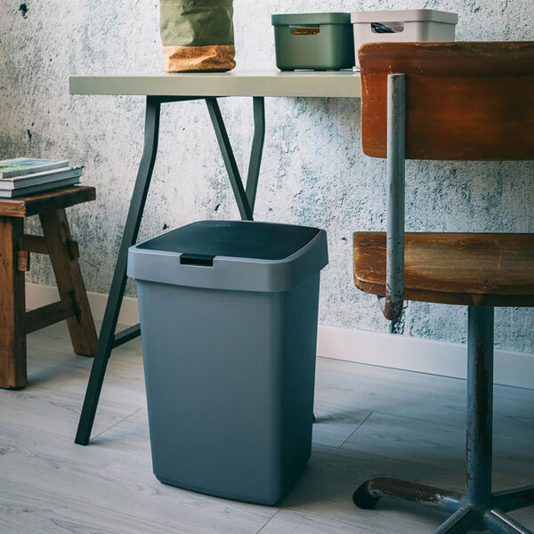 Afvalbak Delta klepdeksel 25 liter grijs, zwart - VB 131200 - Afbeelding 3