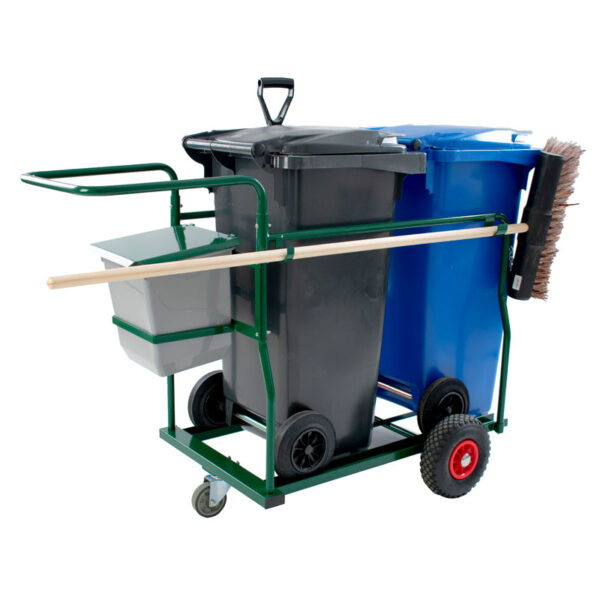 Containerkar compleet met 2x 120 liter container en accessoires groen - VB 950500