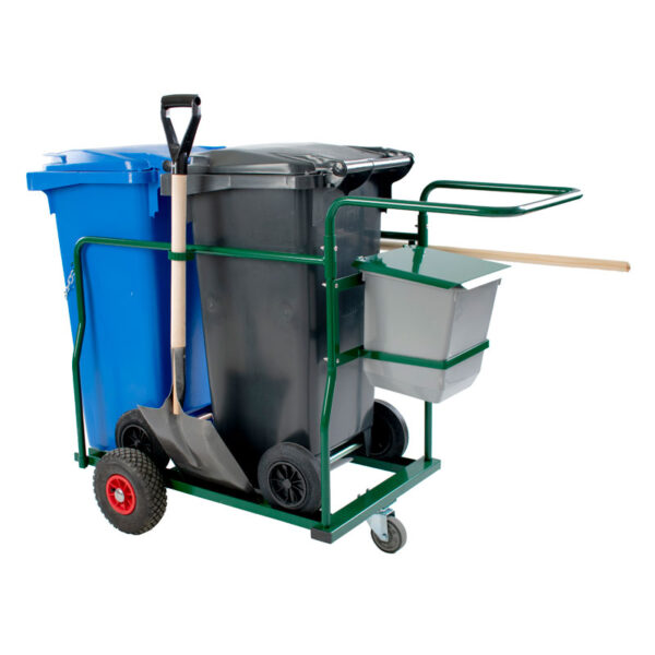 Containerkar compleet met 2x 120 liter container en accessoires groen - VB 950500 - Afbeelding 2