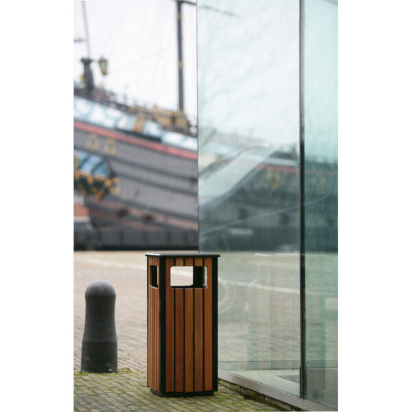 Buitenafvalbak 36 liter houtlook, zwart - VB 789494 - Afbeelding 2
