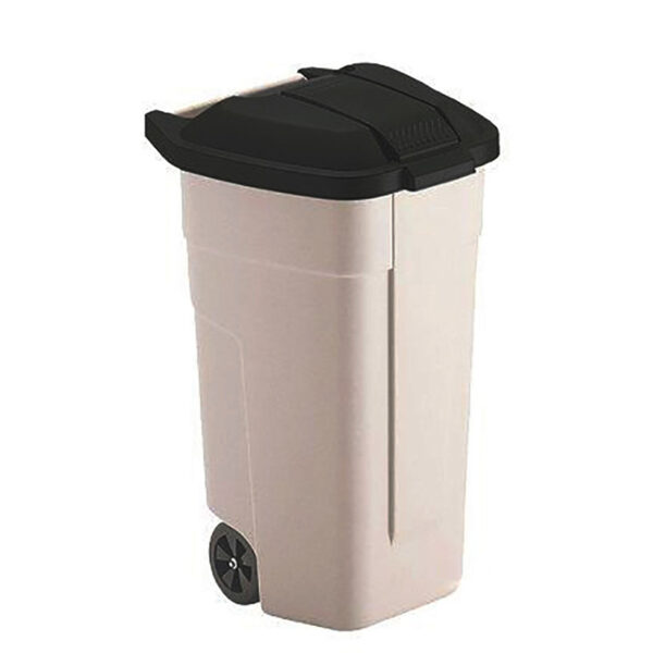 Mobiele container 110 liter beige, zwart - VB 002900