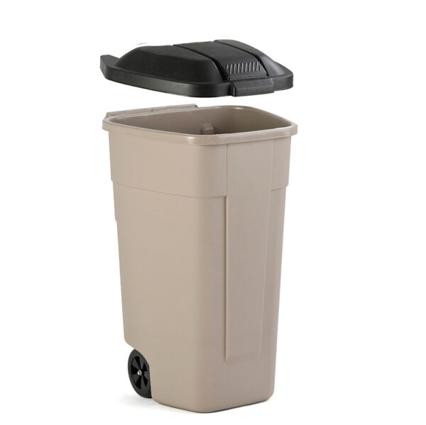 Mobiele container 110 liter beige, zwart - VB 002900 - Afbeelding 2