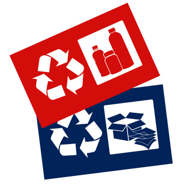 Stickerset afvalscheiding blauw, rood - VB 033681
