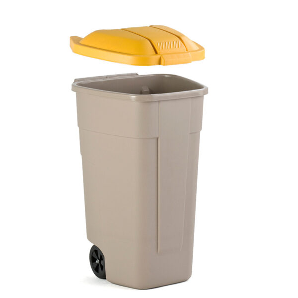 Mobiele container 110 liter beige, geel - VB 002900 - Afbeelding 2