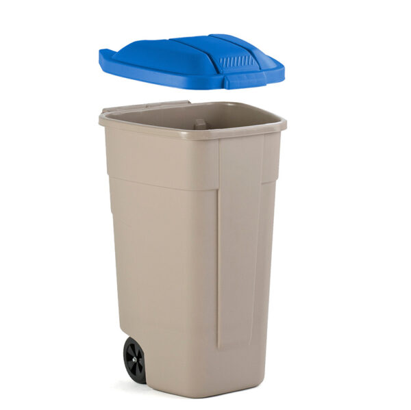 Mobiele container 110 liter beige, blauw - VB 002900 - Afbeelding 2