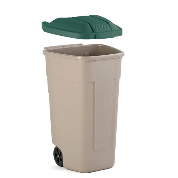 Mobiele container 110 liter beige, groen - VB 002900 - Afbeelding 2