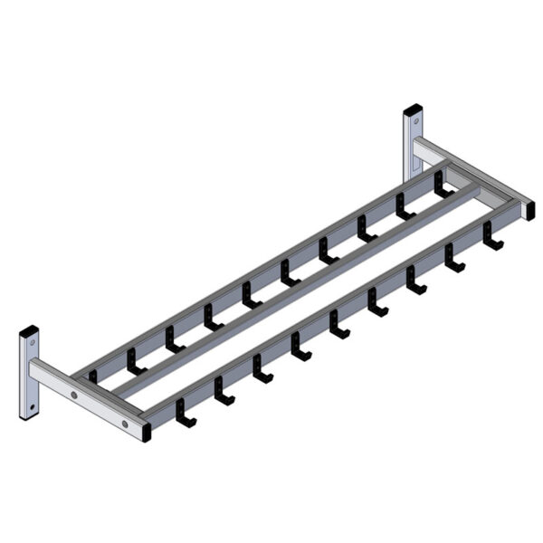 Wandgarderobe HIQ 19 haken zwart, aluminiumgrijs - VB 021673
