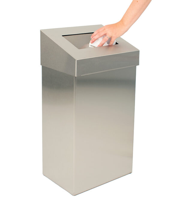 Afvalbak met pushklep 50 liter mat RVS - VB 731016 - Afbeelding 3