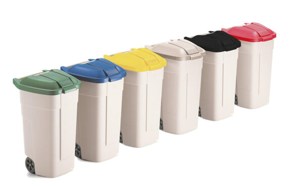 Mobiele container 110 liter beige, rood - VB 002900 - Afbeelding 3