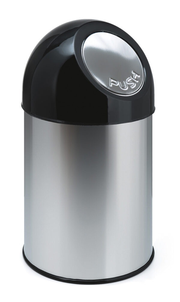 Afvalbak met pushdeksel en binnenemmer 30 liter RVS, zwart - VB 460002
