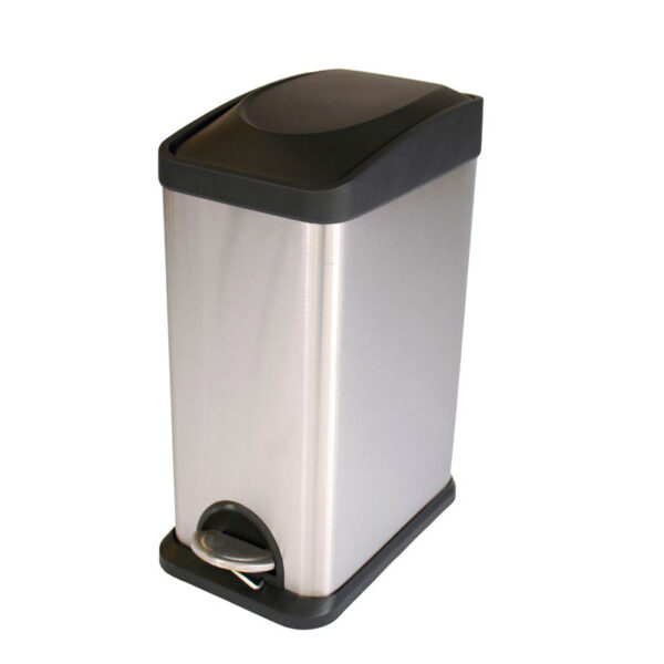 Rechthoekige pedaalemmer 15 liter mat RVS - VB 947603