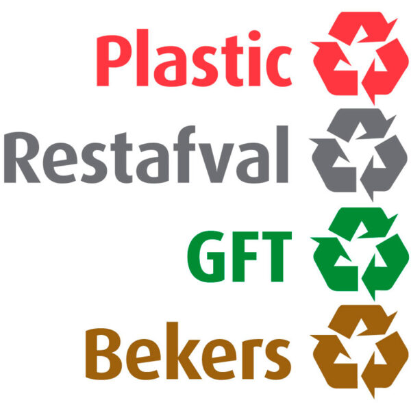 Recycling stickerset NL voor Carro rood, grijs, groen, geel - VB 034833