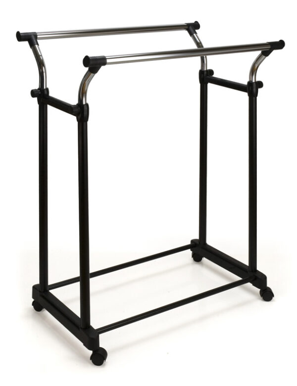 Kledingrek dubbel zwart, chroom - VB 759527