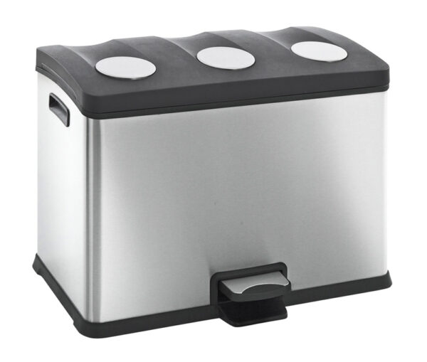 Rejoice recycling pedaalemmer 12+12+12 liter mat RVS - VB 922836