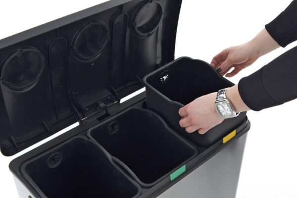 Rejoice recycling pedaalemmer 12+12+12 liter mat RVS - VB 922836 - Afbeelding 3