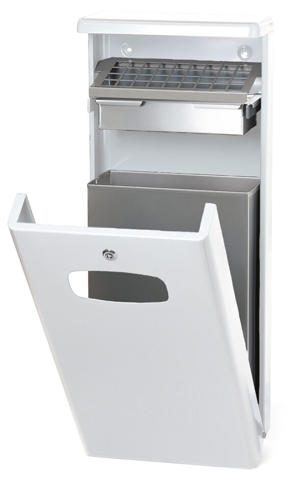 Buitenafvalbak met afdak 32 liter wit - VB 400010
